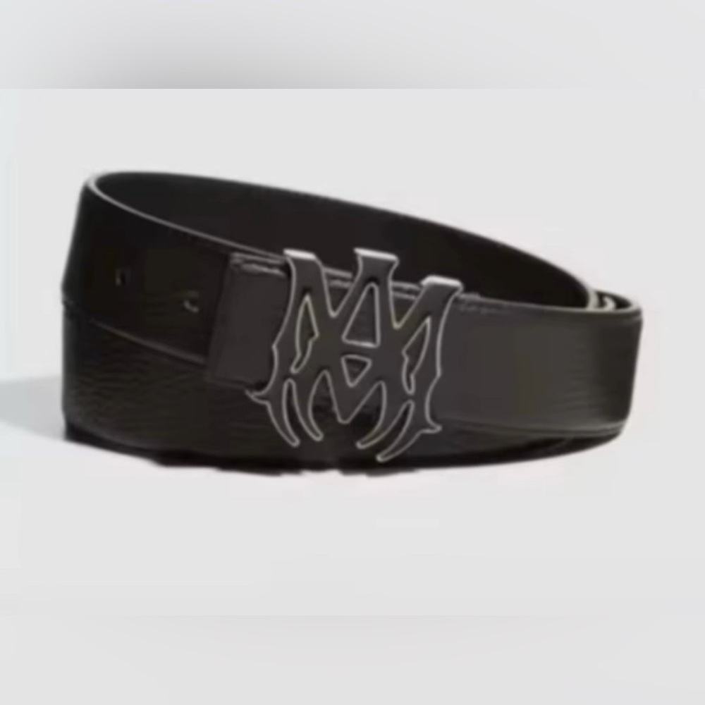 Amiri Black & Silver M.A. Logo Buckle Black  Belt